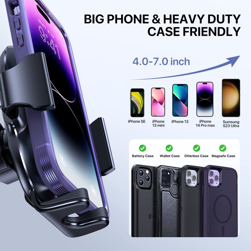 Miracase Upgraded Wider Clamp Phone Holders for Your Car, Metal Hook Air Vent Car Mount [Thick Cases Friendly] Automobile Hands Free Compatible with iPhone 17/16/15/14/13 Series All Smartphone - Image 4